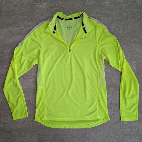 Nike Other - Nike Pullover Running Mens Small Neon Yellow Dri-Fit Quarter Zip Golf Athletic